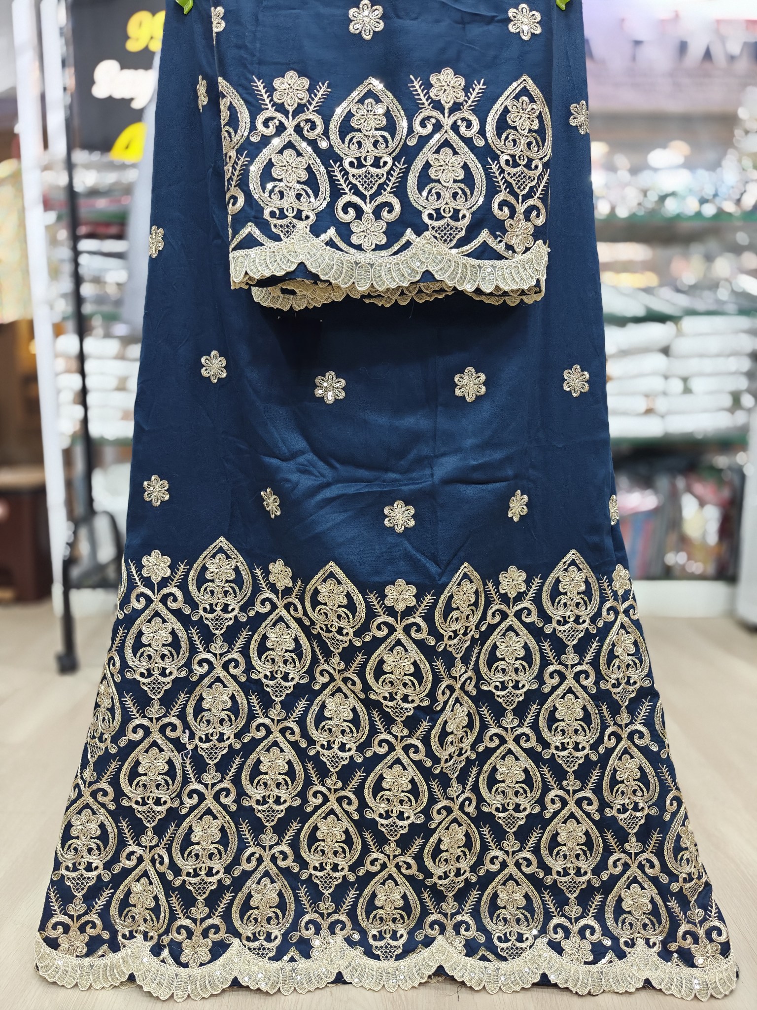  Navy Blue Golden Embroidered Rida 
